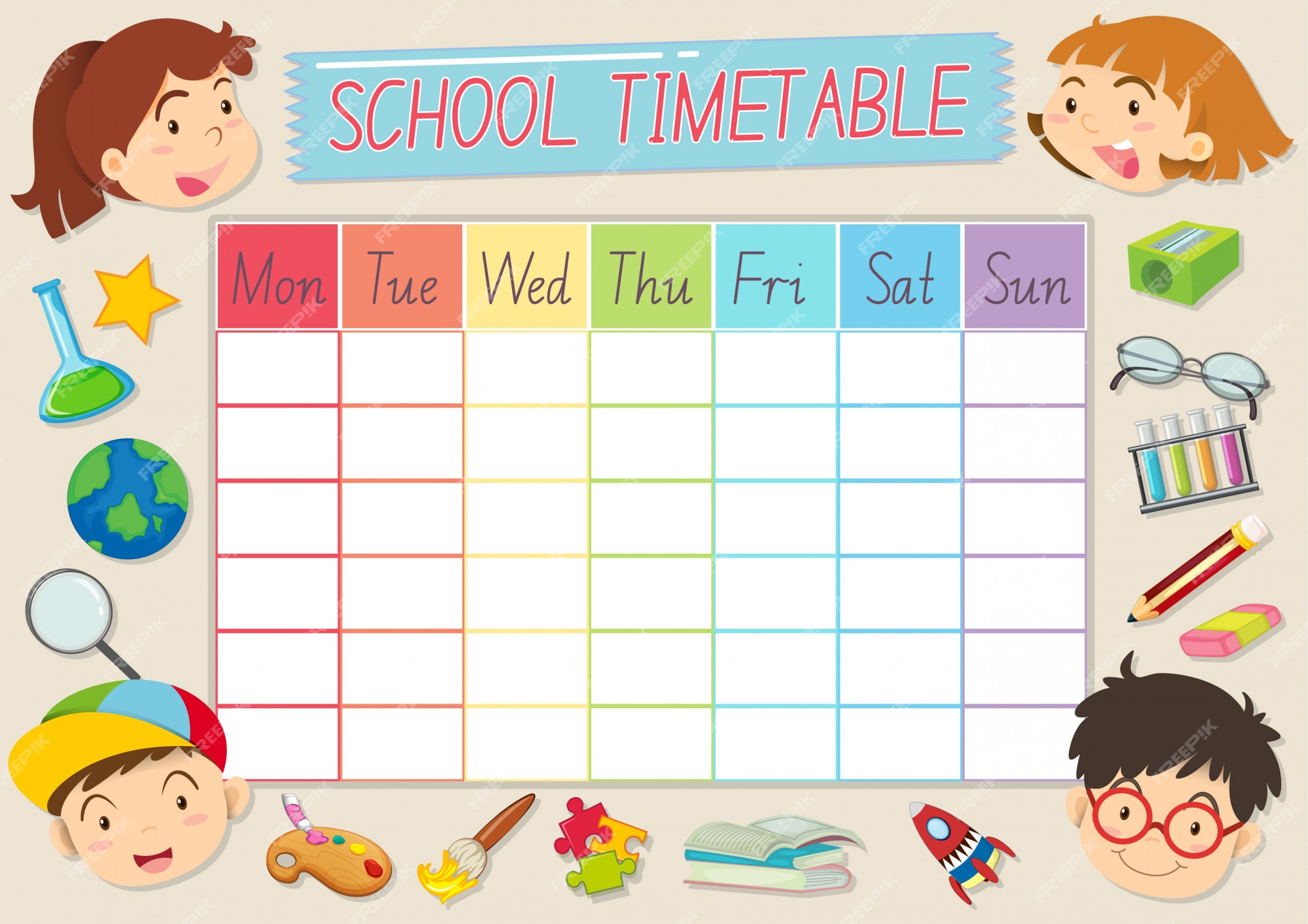 Free Vector | School timetable template