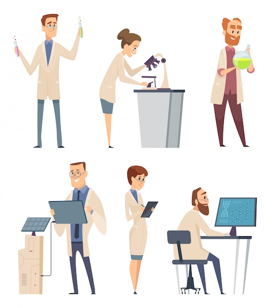 Science characters. pharmacist modern biologist technician instructor ...