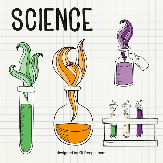 Science drawings on a notebook paper Vector Free Download