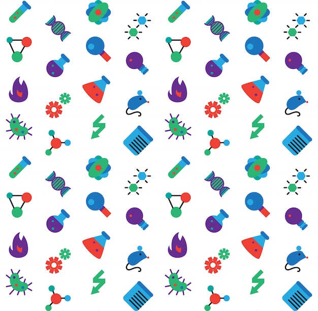 Premium Vector | Science Icons Seamless Pattern. Laboratory Biology ...