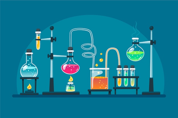 Science lab drawing theme Free Vector