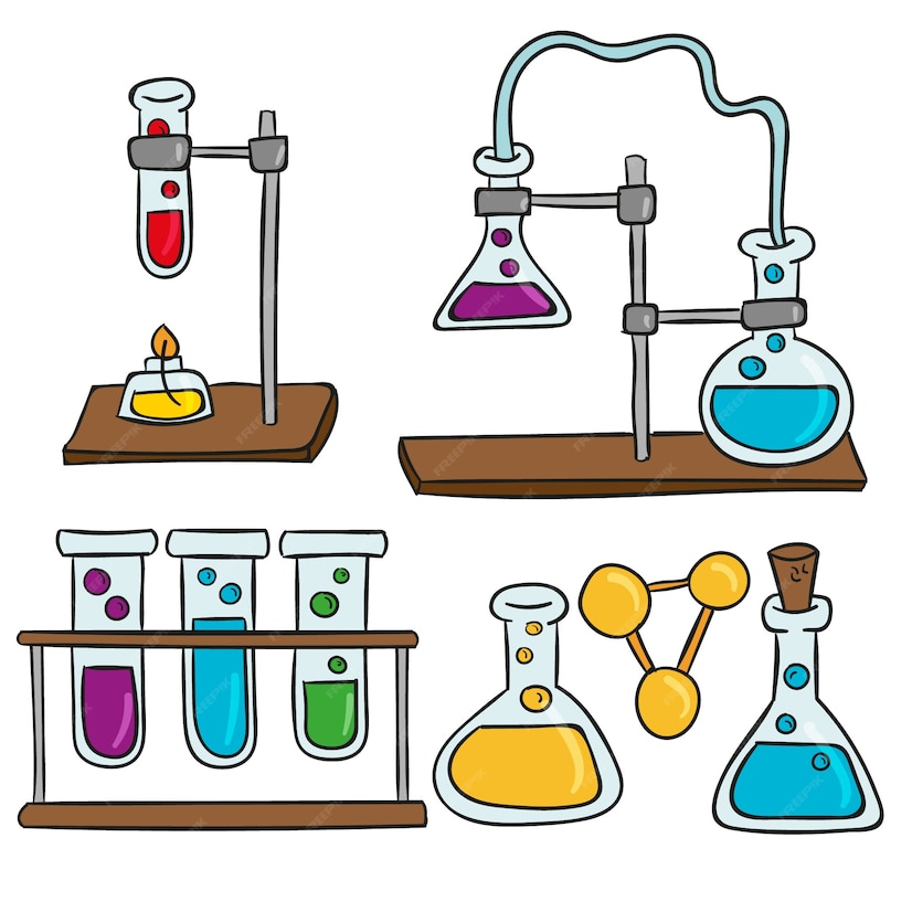 Free Vector | Science lab objects illustrated set