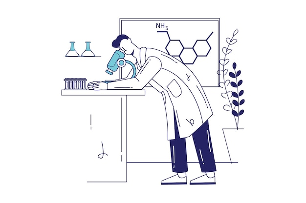 Premium Vector | Science laboratory concept in flat line design for web ...