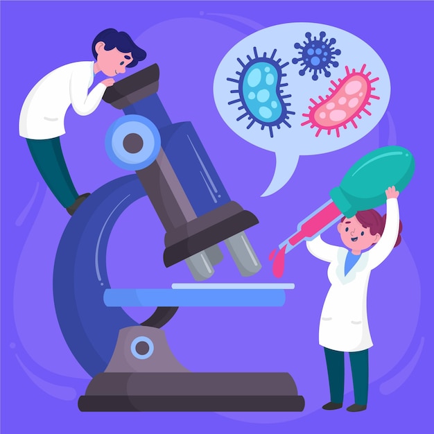Free Vector | Science word with microscope illustrated design