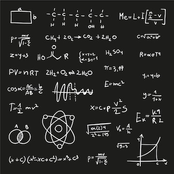 Free Vector | Scientific formulas on chalkboard in hand-drawn