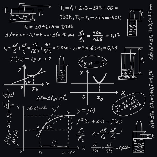 黒板に科学的な数式 無料のベクター