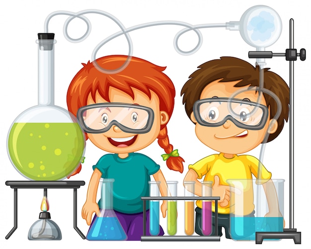 Scientist doing experiment in science lab Free Vector