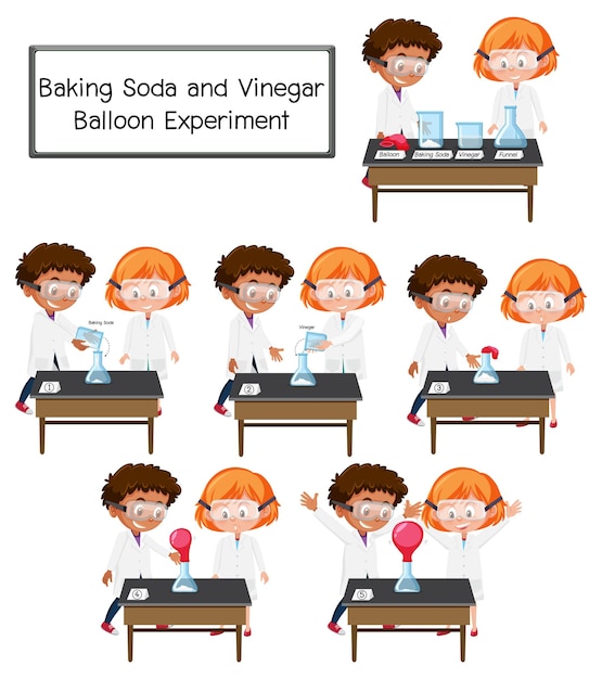 Premium Vector Scientist Explaining Baking Soda And Vinegar Balloon Science Experiment