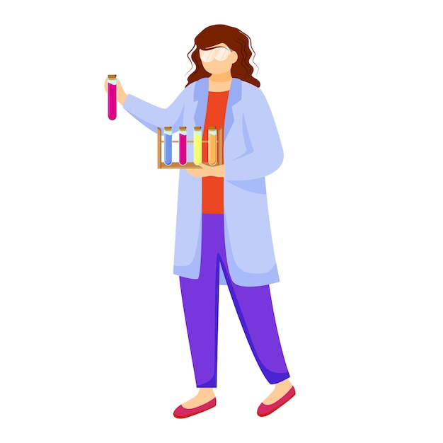 Premium Vector | Scientist in lab coat with protection glasses flat