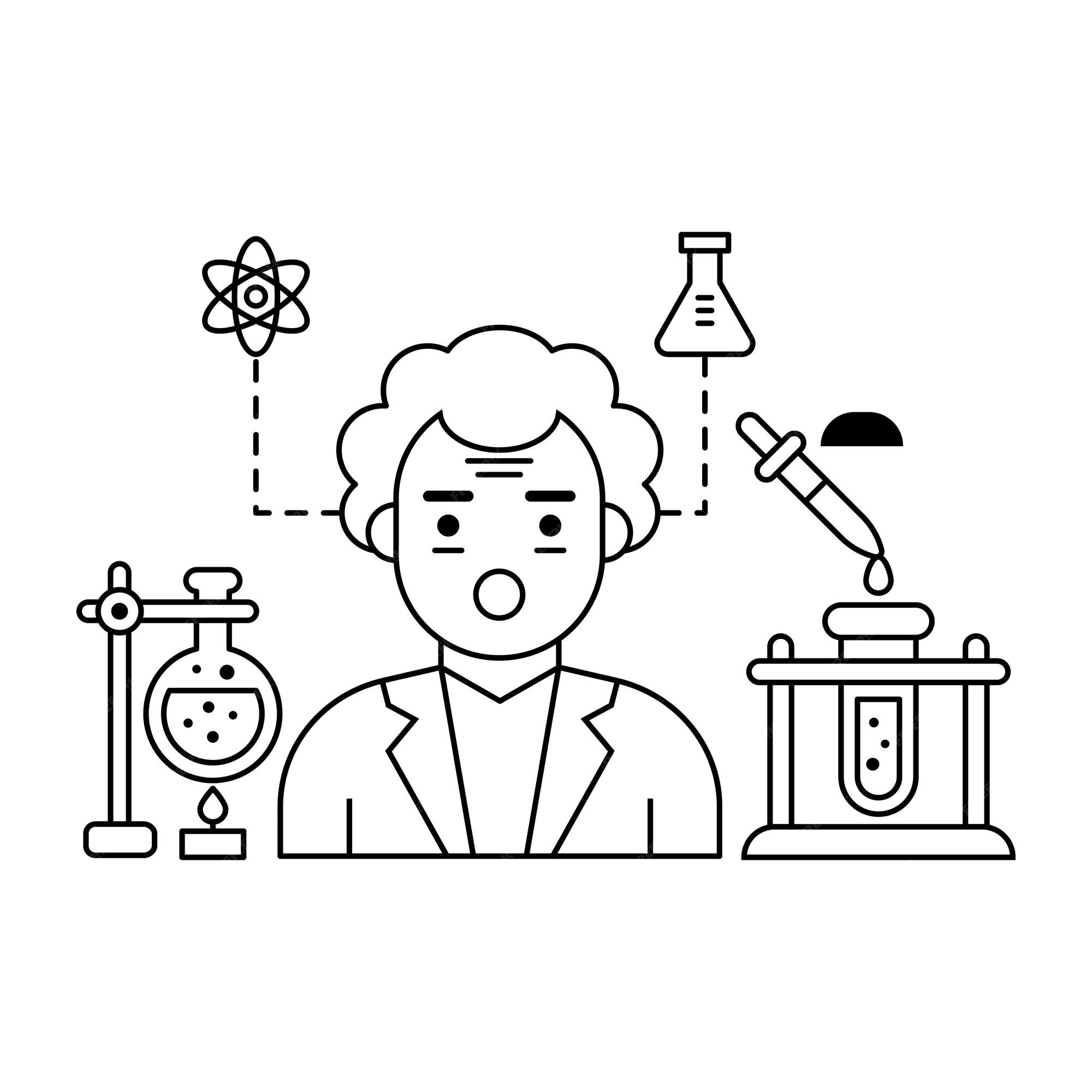 Premium Vector | Scientist laboratory illustration in linear design