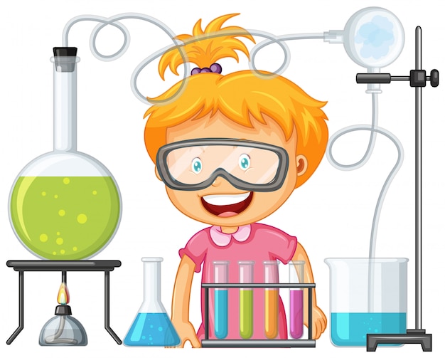 Scientist working with science tools in lab Free Vector