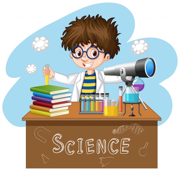 Scientist working with science tools in lab Free Vector