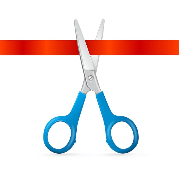 Premium Vector | Scissors Cut Red Ribbon. Concept Of Open. Vector ...