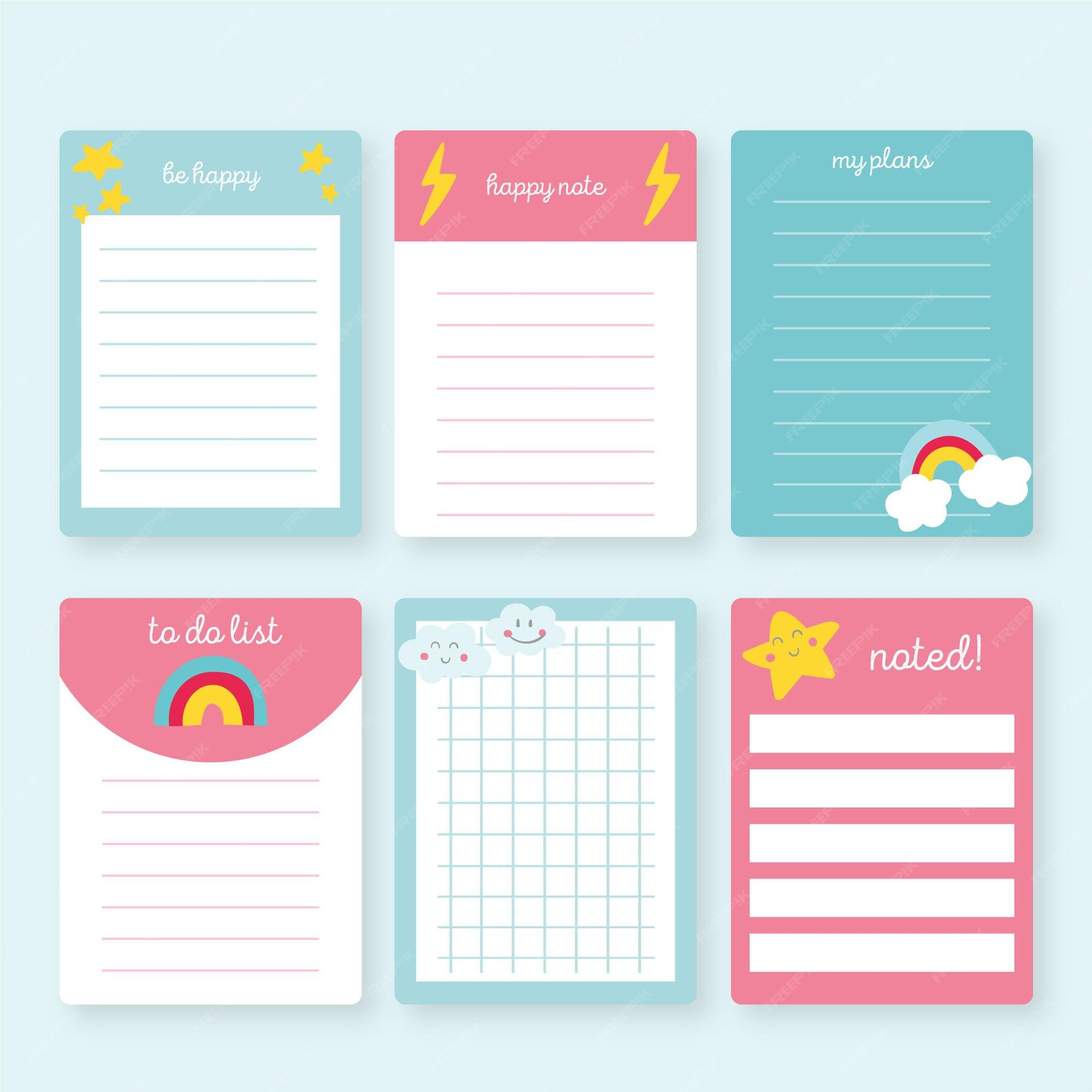 Free Vector | Scrapbook notes & cards pack