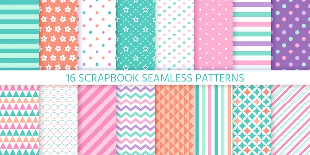 Scrapbook seamless pattern. geometric pastel colors Premium Vector