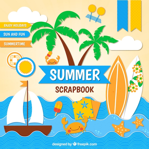 Download Free Vector | Scrapbook for summer themes