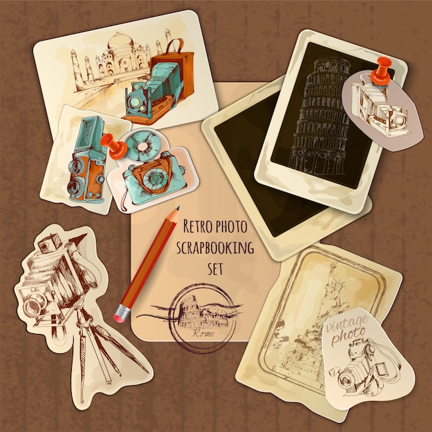 Free Vector | Scrapbooking Vintage Set