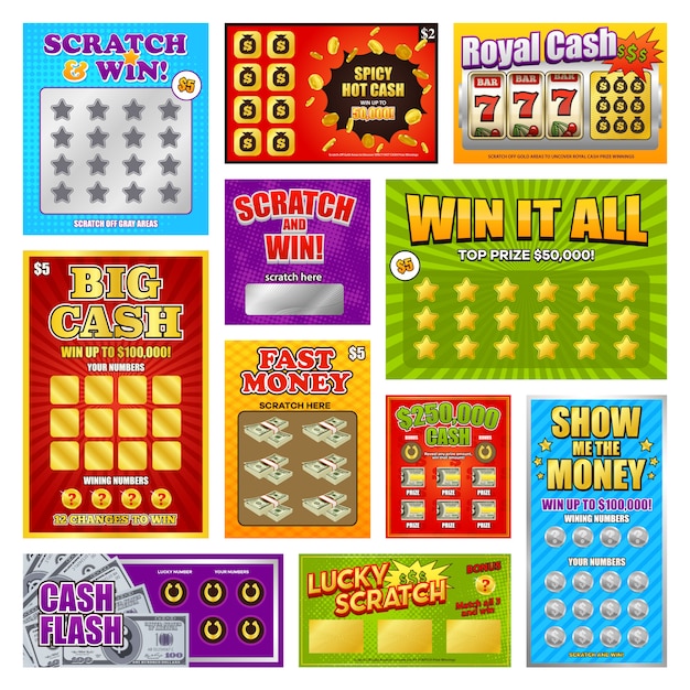 Scratch win cards set Free Vector