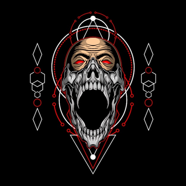 Premium Vector Screaming Skull With Sacred Geometry