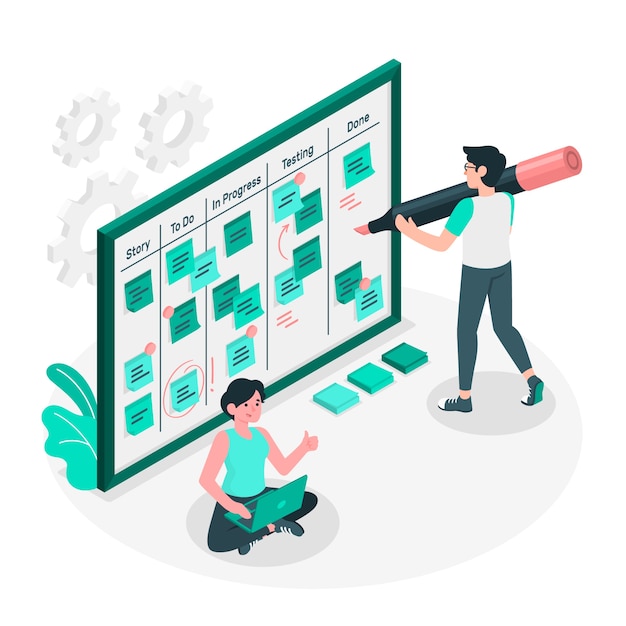 Scrum board concept illustration Free Vector taken from Freepik