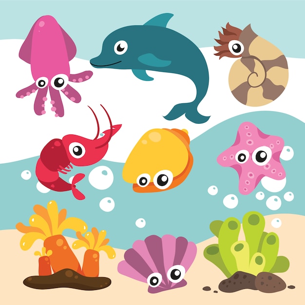 Cute Under The Sea Animal Images Svg - Layered SVG Cut File - All Free