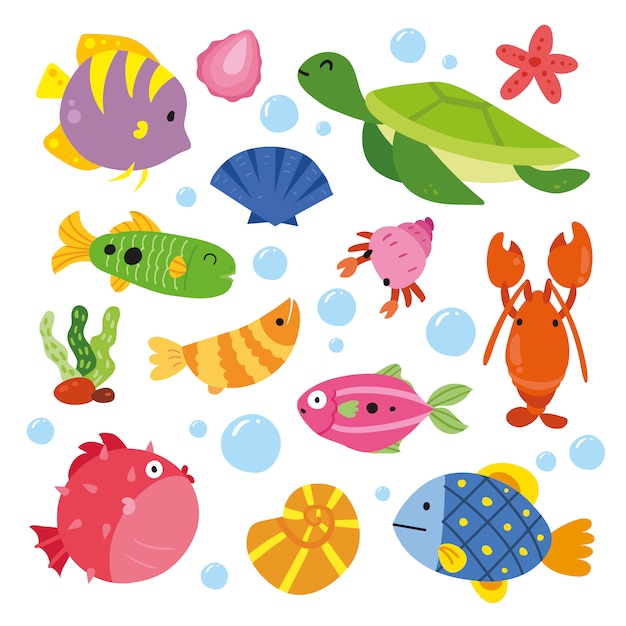 Free Vector | Sea animals collection