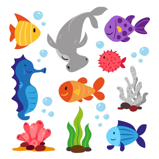 Sea Animals Collection Vector 