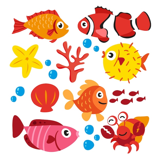 Premium Vector | Sea animals collection