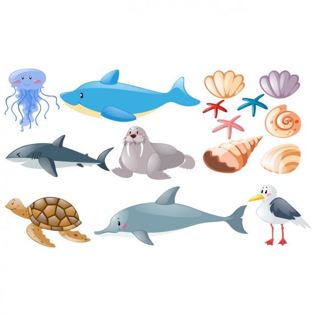 Download Free Vector | Sea animals collection