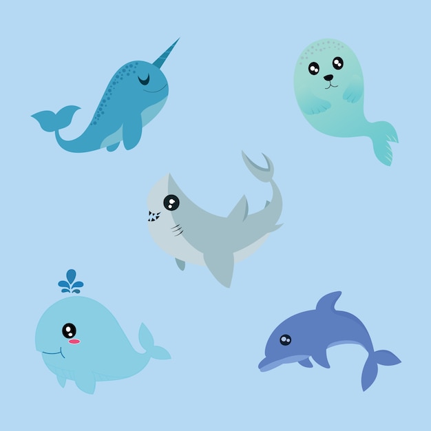 Premium Vector | Sea animals vector set