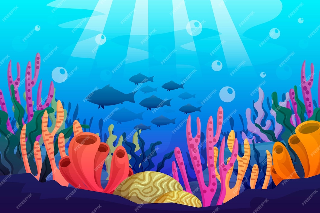 Premium Vector | Under the sea - background for video conferencing