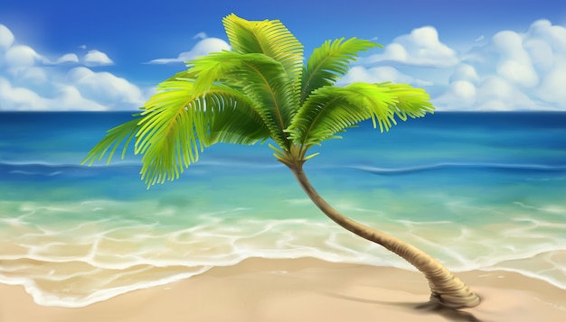 Premium Vector | Sea beach realistic background