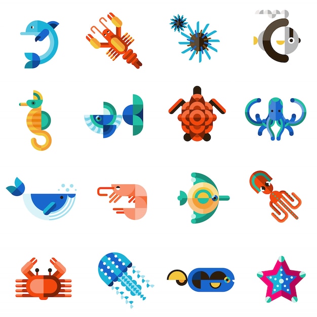 Free Vector | Sea creatures set