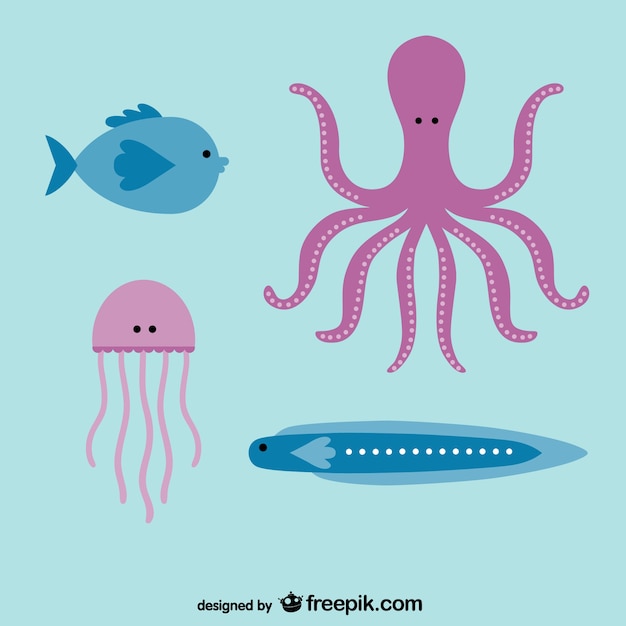 Sea life pack | Free Vector