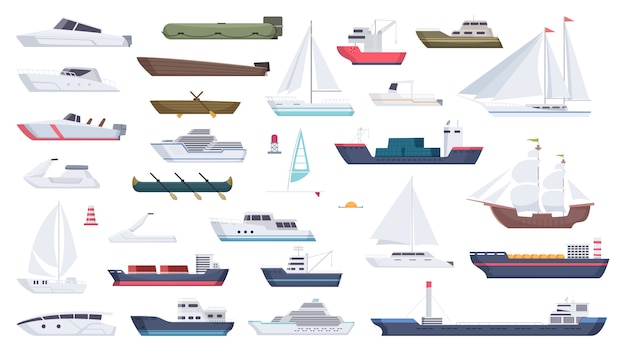 Premium Vector Sea Ship Travel Boat Boating Illustrations Motorboat Ocean Big Vessel Cartoon