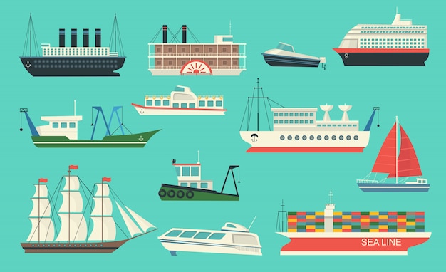 Sea transport set | Free Vector