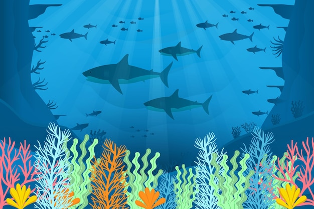 Free Vector Under The Sea Wallpaper For Video Conferencing
