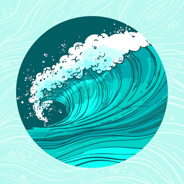 Free Vector Sea Waves Circle Illustration