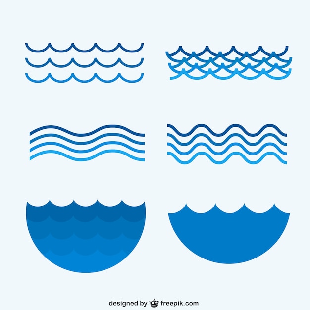 海の波の収集 プレミアムベクター