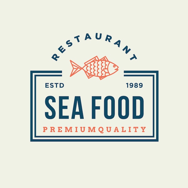 Premium Vector | Seafood fish for restaurant line logo design