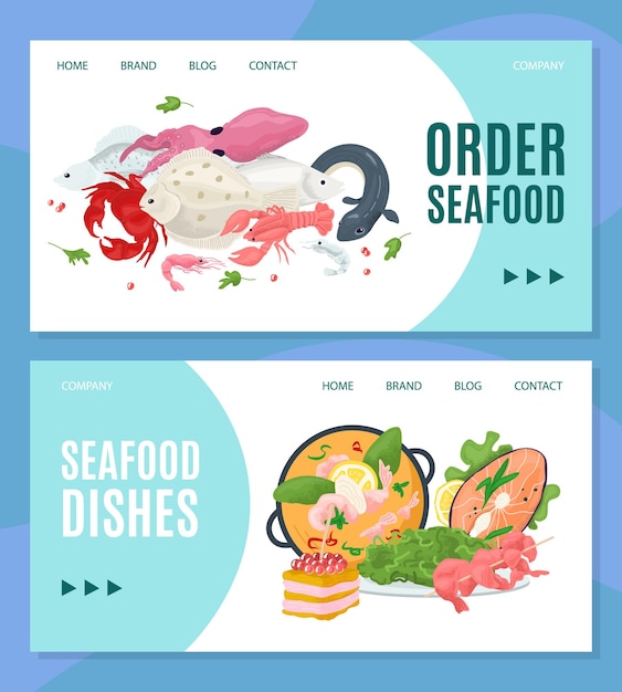 Premium Vector | Seafood online web shop, order from restaurant