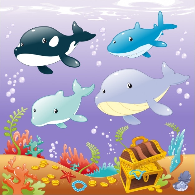 Sealife background design Free Vector
