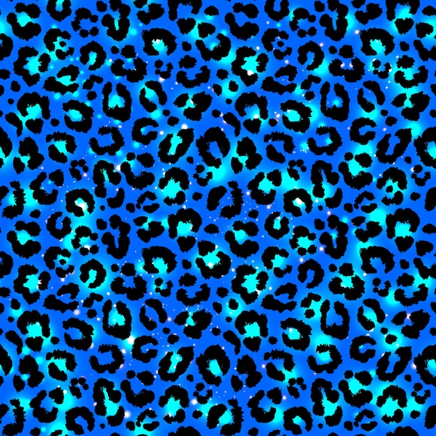 Seamless abstract blue leopard pattern Vector | Premium Download