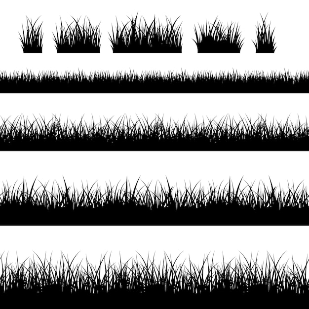 Download Seamless black grass silhouettes Vector | Premium Download