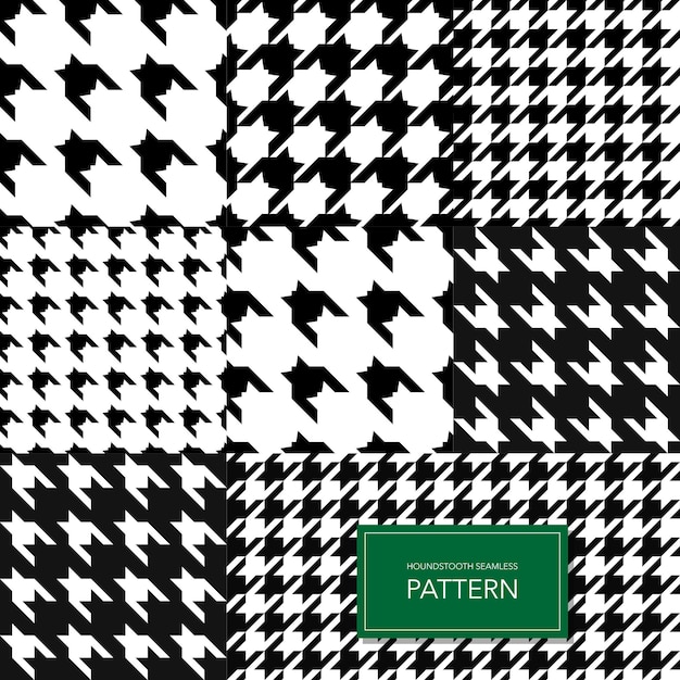  Seamless black and white houndstooth vector background. retro geometric pattern for clothing fashio