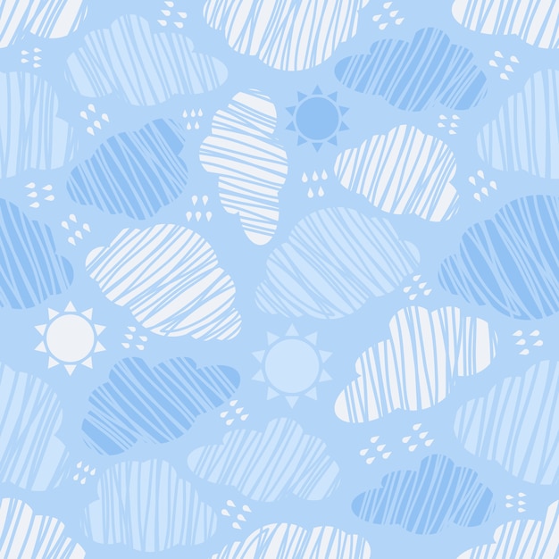 Premium Vector Seamless blue sky with clouds pattern background