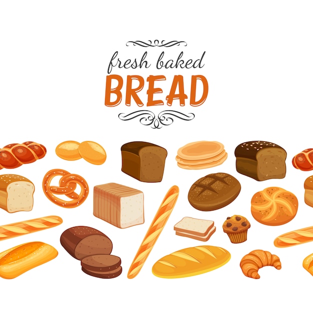 Premium Vector | Seamless border with bread