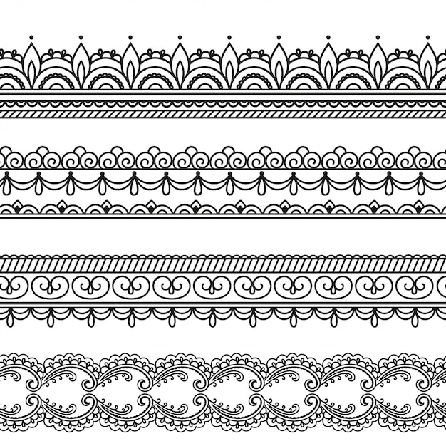 Premium Vector Seamless Borders Pattern For Mehndi Henna Drawing And Tattoo 4324