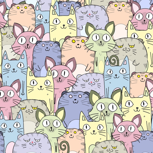 Seamless cats pattern | Premium Vector