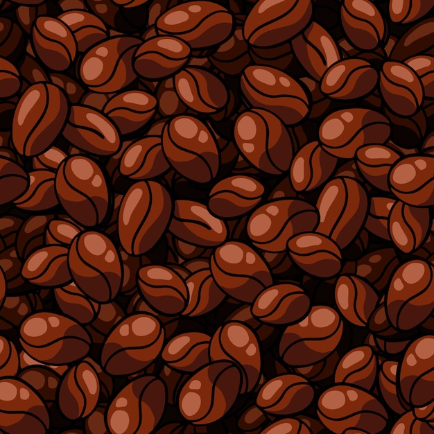 Seamless coffee bean pattern on solid background Premium Vector